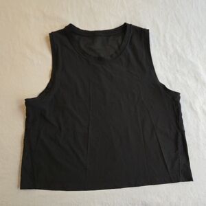 Athleta Black Mesh Back Boxy Fit Activewear Tank Top